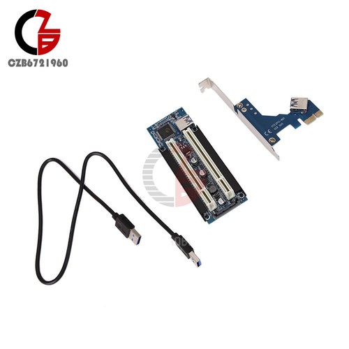 2 Sets USB 3.0 PCI-E Express X1 to Dual PCI Riser Card Slot Expansion Adapter - Picture 9 of 10