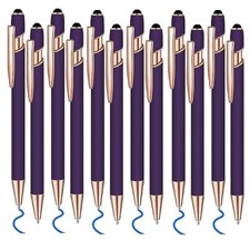 12 Pcs Blue Ink Ballpoint Pen with Stylus Tip 1.0 mm Metal Pen Stylus Pen