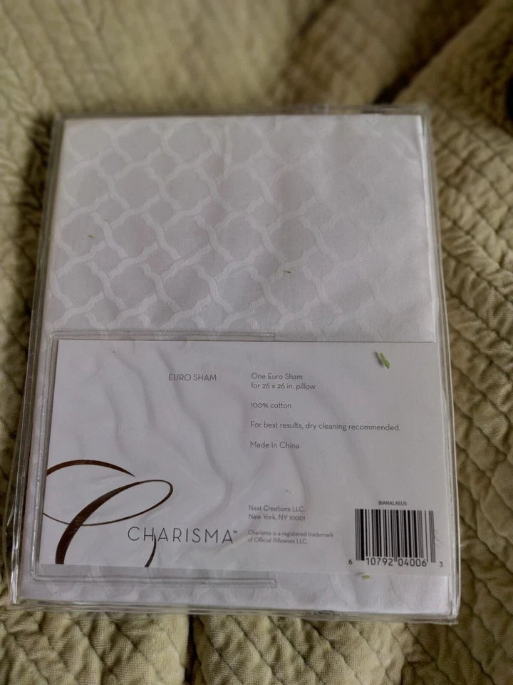 Euro Sham, 100% Algodón Lujo, Carisma Blanco, Nuevo. detalle botón Foto 3 de 3