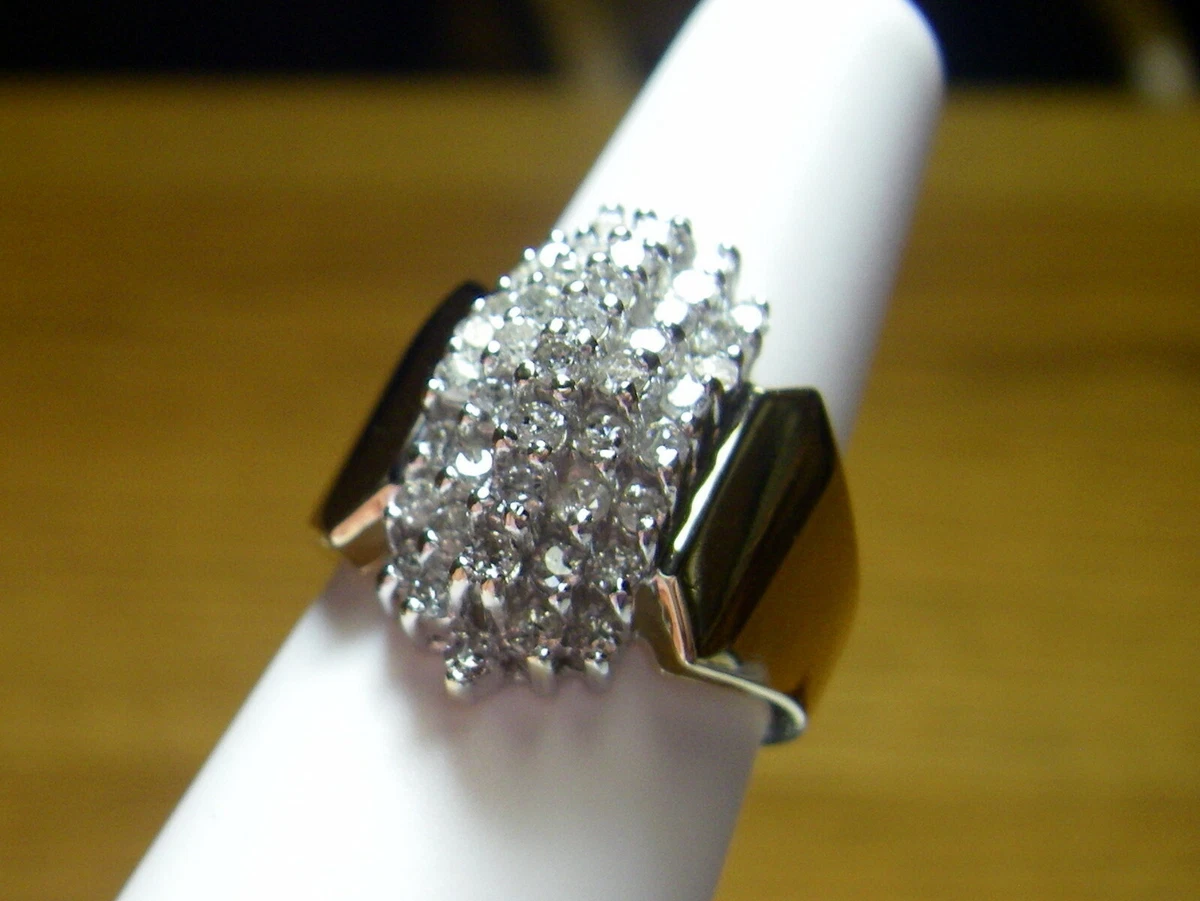 14K Yellow Gold 44 Diamond 5 Row Waterfall Right Hand Ring 1