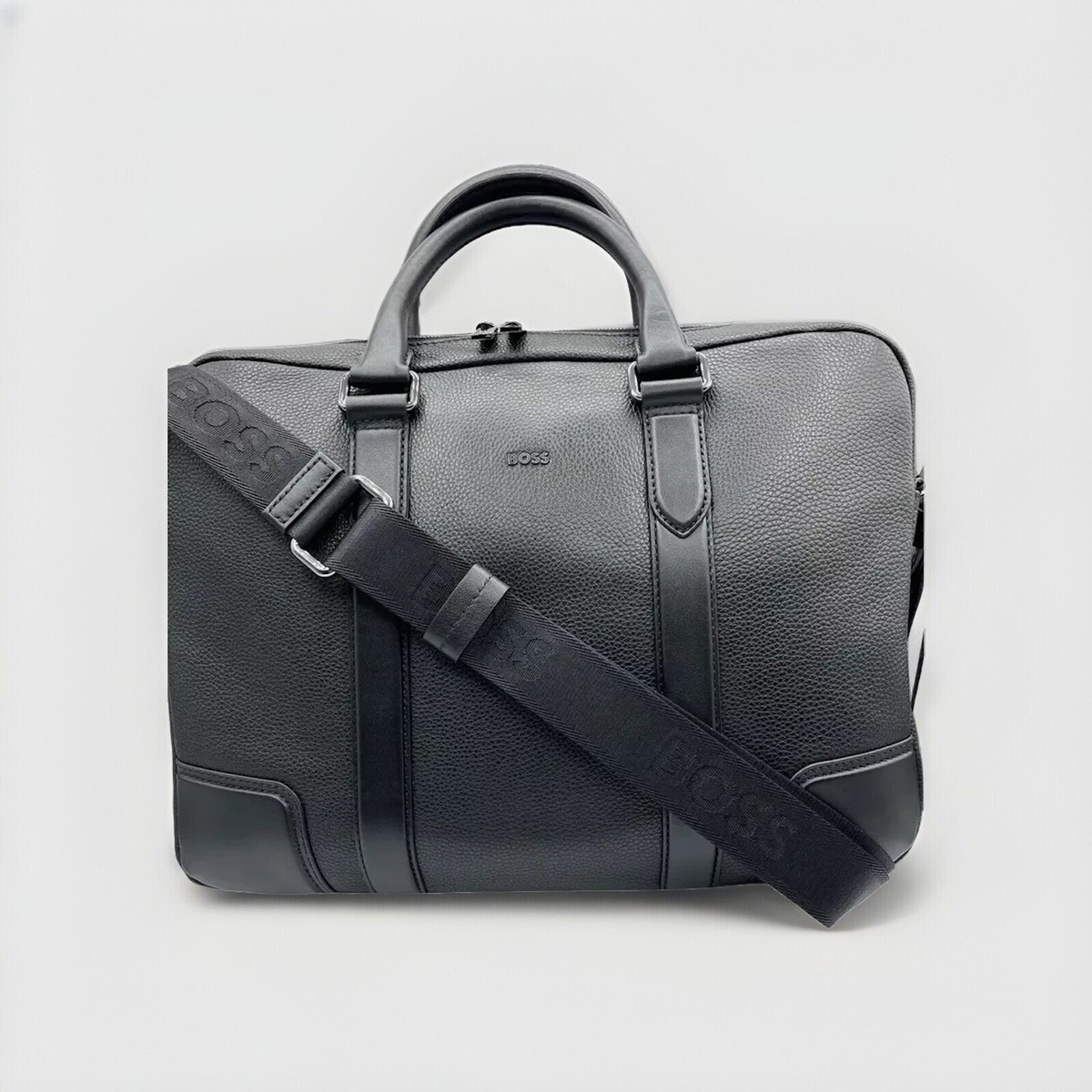 HUGO BOSS Morval All Leather Business Bag 50433431 Black