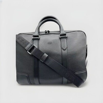 HUGO BOSS Morval All Leather Business Bag 50433431 Black UK