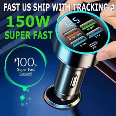 4 USB Port Super Fast Car Charger Adapter for iPhone Samsung Android Cell Phone