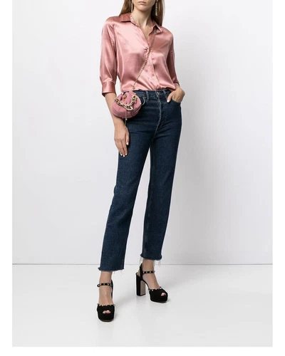 Camisa Blusa Top L'Agence Cuello en V Seda Color Sólido Manga Larga - Imagen 16 de 29