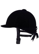 NEW Black Velvet Equestrian Helmet Horseback Riding Dressage Size 56cm/22inch