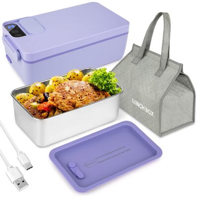Cordless Electric Lunch Box Food Heater, Battery Powered Heated Lunch Box Foo...