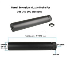 6061 T6 Hard Anodized Aluminum 5/8x24 TPI Barrel Extension Tube Muzzle Brake