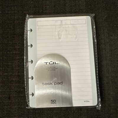 Lot Of 2 - TUL Discbound Notebook Task Pad, 5-1/2'' x 4'', 50 Sheets, Teal & White