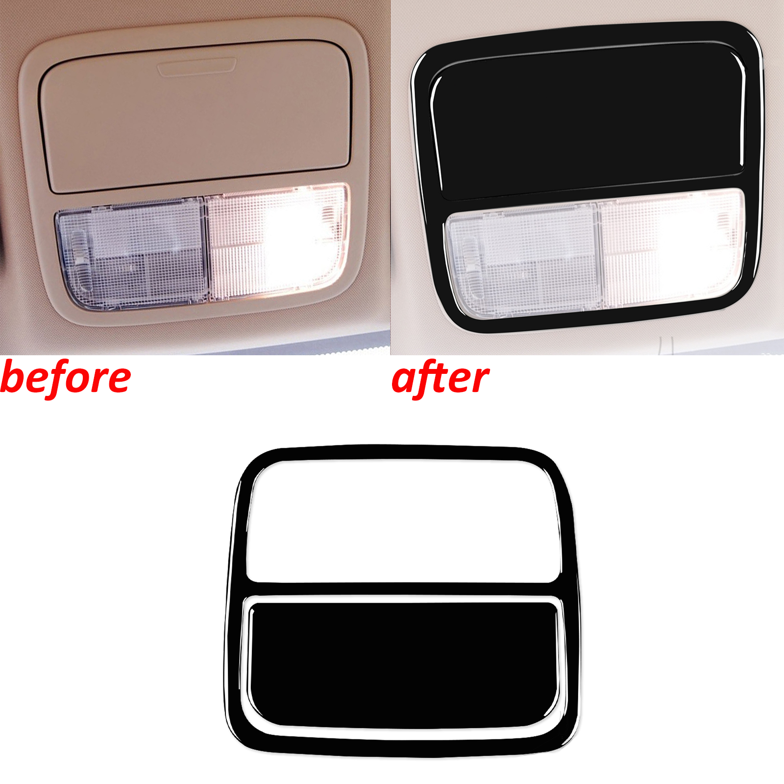 Cubierta de panel de luz de lectura de techo negro brillante para piano para Honda CRV CR-V 07-11