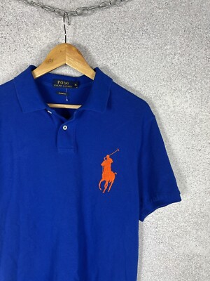 Men's Polo Ralph Lauren Big Pony Logo Polo Shirt Y2K Tee Size XL