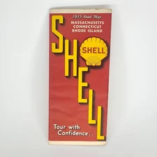 1935 Massachusetts Connecticut Rhode Island Shell Road Map Oil Gas Travel