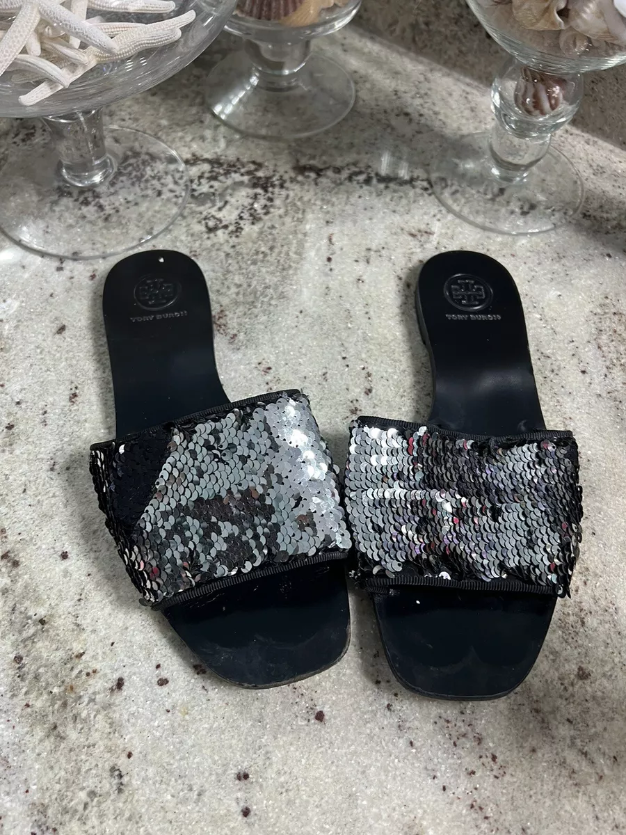 Black sequin slides outlet