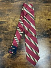 Brooks Brothers Red, Navy  Gold Striped Tie 100 Silk Men's Necktie 58"