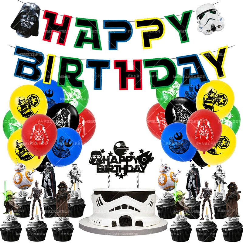 Star Wars Cumpleaños Fiesta Suministros Banner Globos Toppers Fiesta Set Decoración Foto 2 de 4