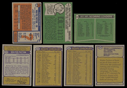 Tarjetas Topps Walter Payton 1976-1979 (7) justas a como nuevas con tarjeta de novato #148 FR - Imagen 2 de 2