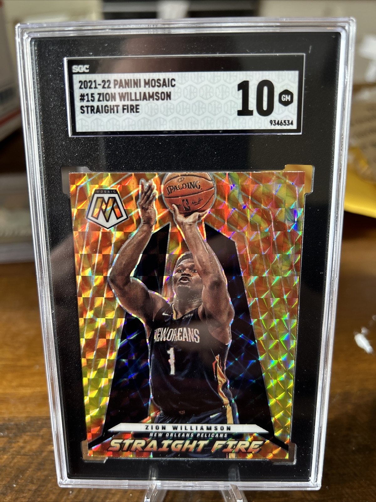 2021 Panini Mosaic #15 ZION WILLIAMSON Straight Fire SGC 10 Gem Mint POP 2! 🔥