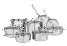Viking 13 piece Tri-Ply Stainless Steel Cookware Set Glass Lids Mirror Finish