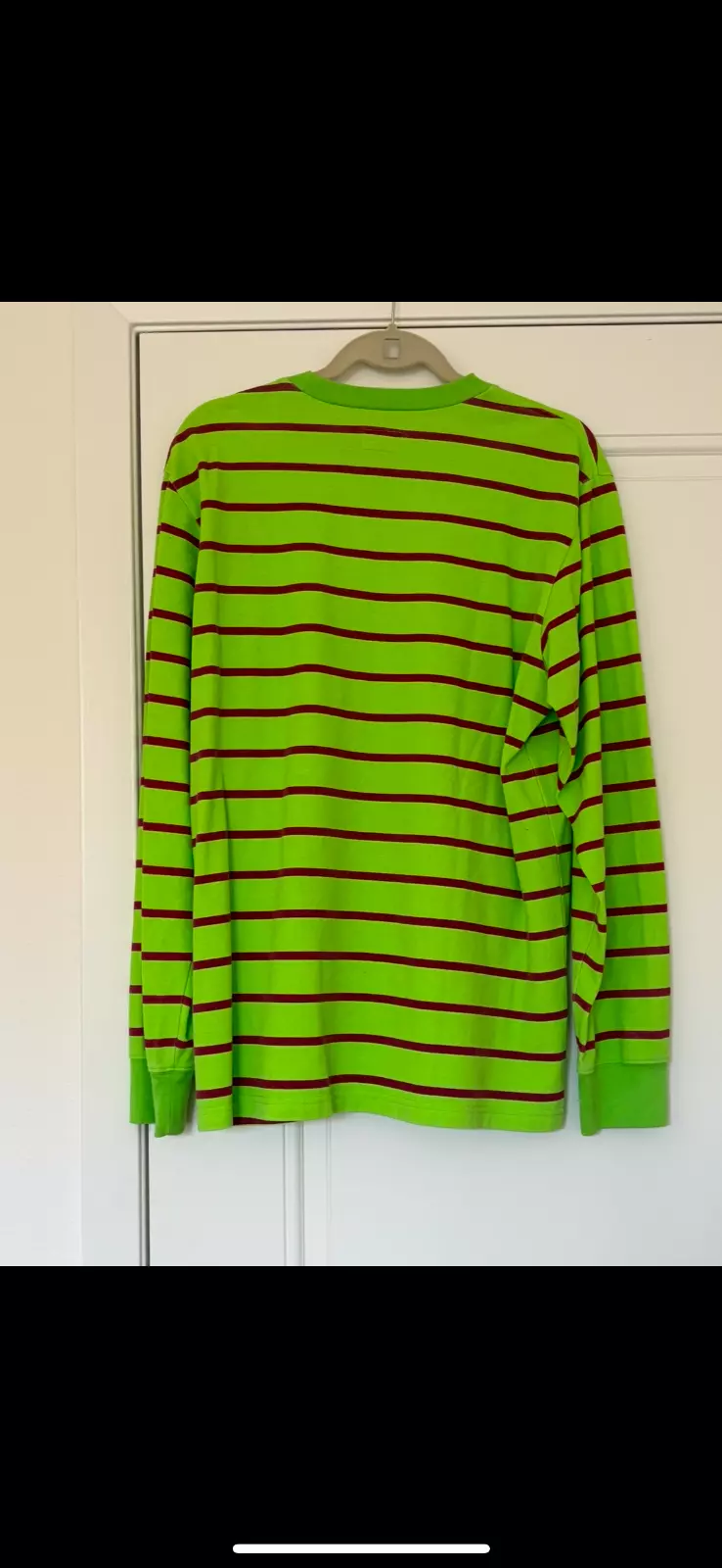 Supreme lime manches longues taille medium avec rayures rouges 