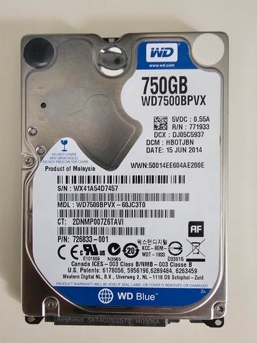 WD Western Digital Blue 750 GB WD7500BPVX 2.5" SATA 3Gb/s 5400rpm Festplatte