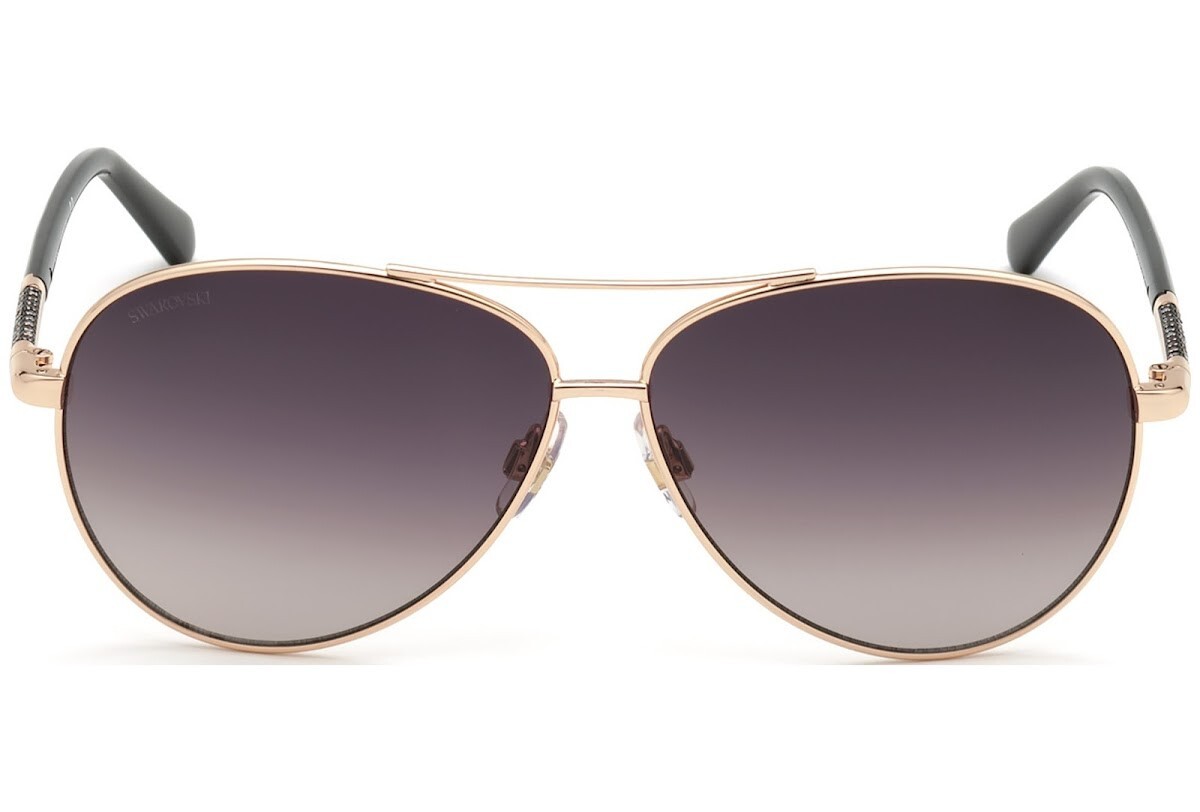 Металлическая оправа солнцезащитных очков-авиаторов Swarovski SK292 33B из розового золота с камнями 61-11-140 Вт 27890₽