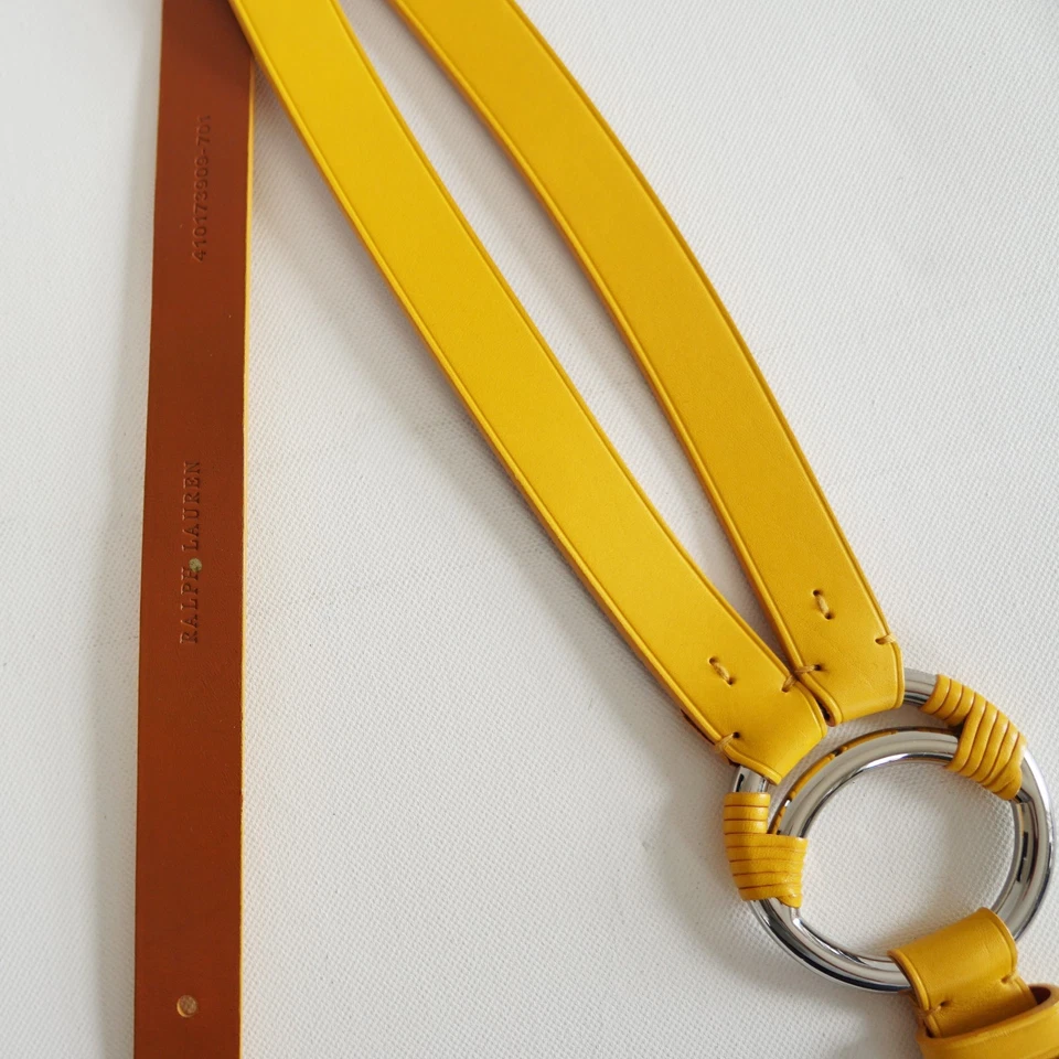 RALPH LAUREN Vachetta Cuero Media Luna Junta Tórica Ecuestre TRI-CORREA Cinturón Cintura S Foto 2 de 4