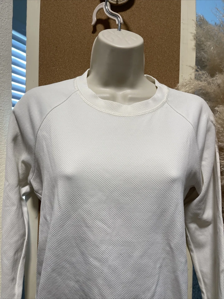 Theory 38 80's Style White Textured Fitness Pullover Sweatshirt X-Small Petite - Image 4 of 4