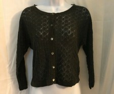 JONES NEW YORK Women's Gray Open Knit Button Front Cardigan Sweater Size S