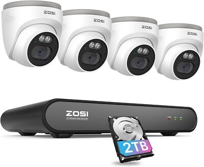 ZOSI 8CH 4MP 3K NVR 2.5K PoE Security IP 24/7 Reocrd Camera System 1 Way Audio 