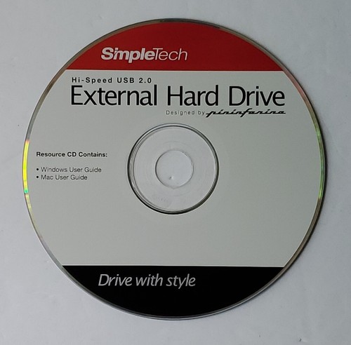 Simpletech Resource CD User's Guide ONLY For Hi-Speed USB External Hard Drive  - Picture 1 of 4