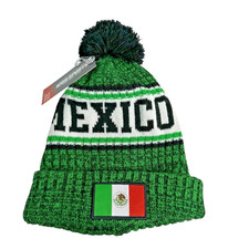 Icon Sports Mexico Flag Knit Beanie w/ Pom-Pom Green Cap Hat