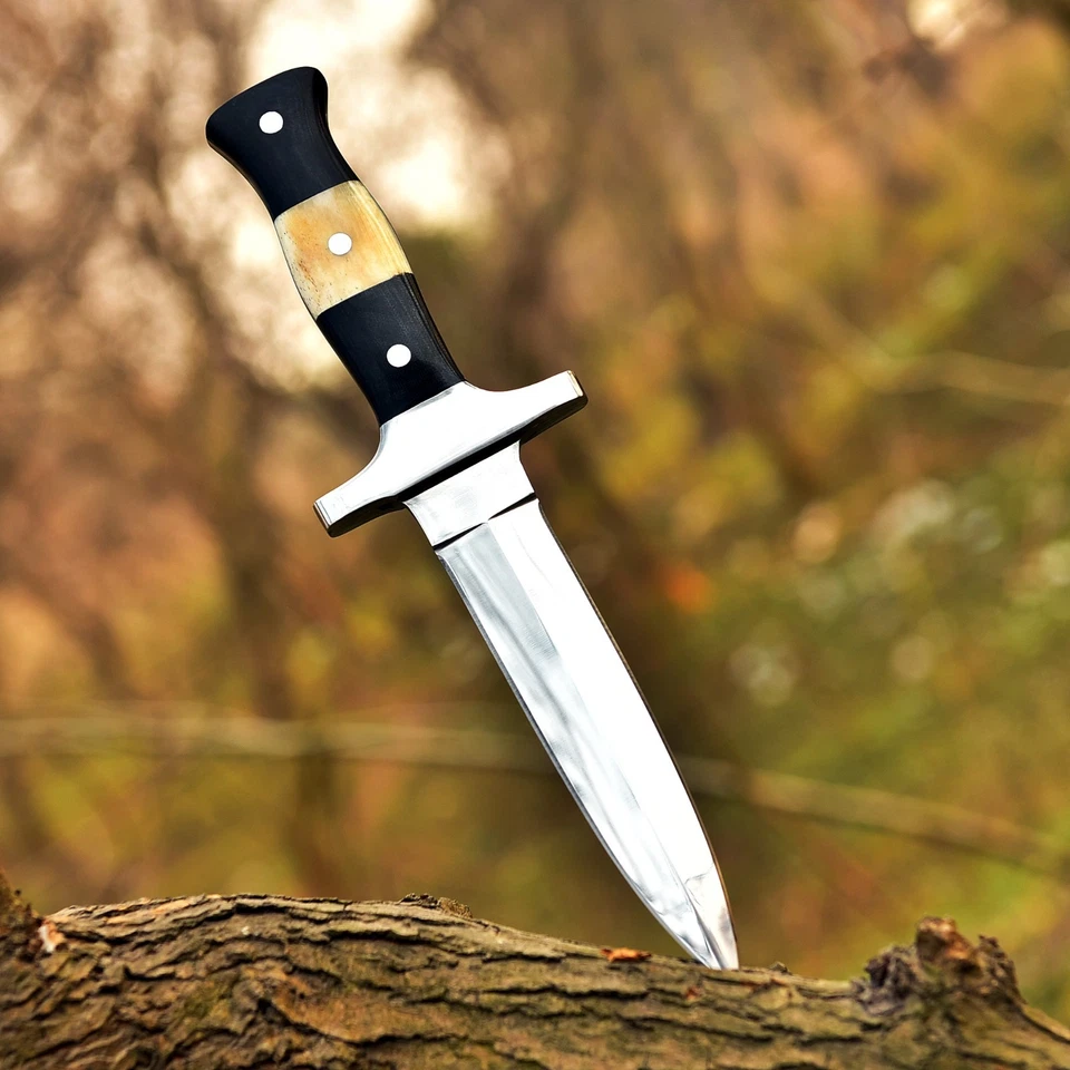 Cuchillo de caza de supervivencia Bushcraft de hoja fija de acero Full Tang D2 hecho a mano personalizado Foto 2 de 4