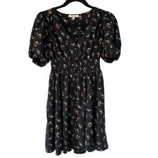 Madewell Sophia Woodland Floral Dress Girls XXS Black Pockets