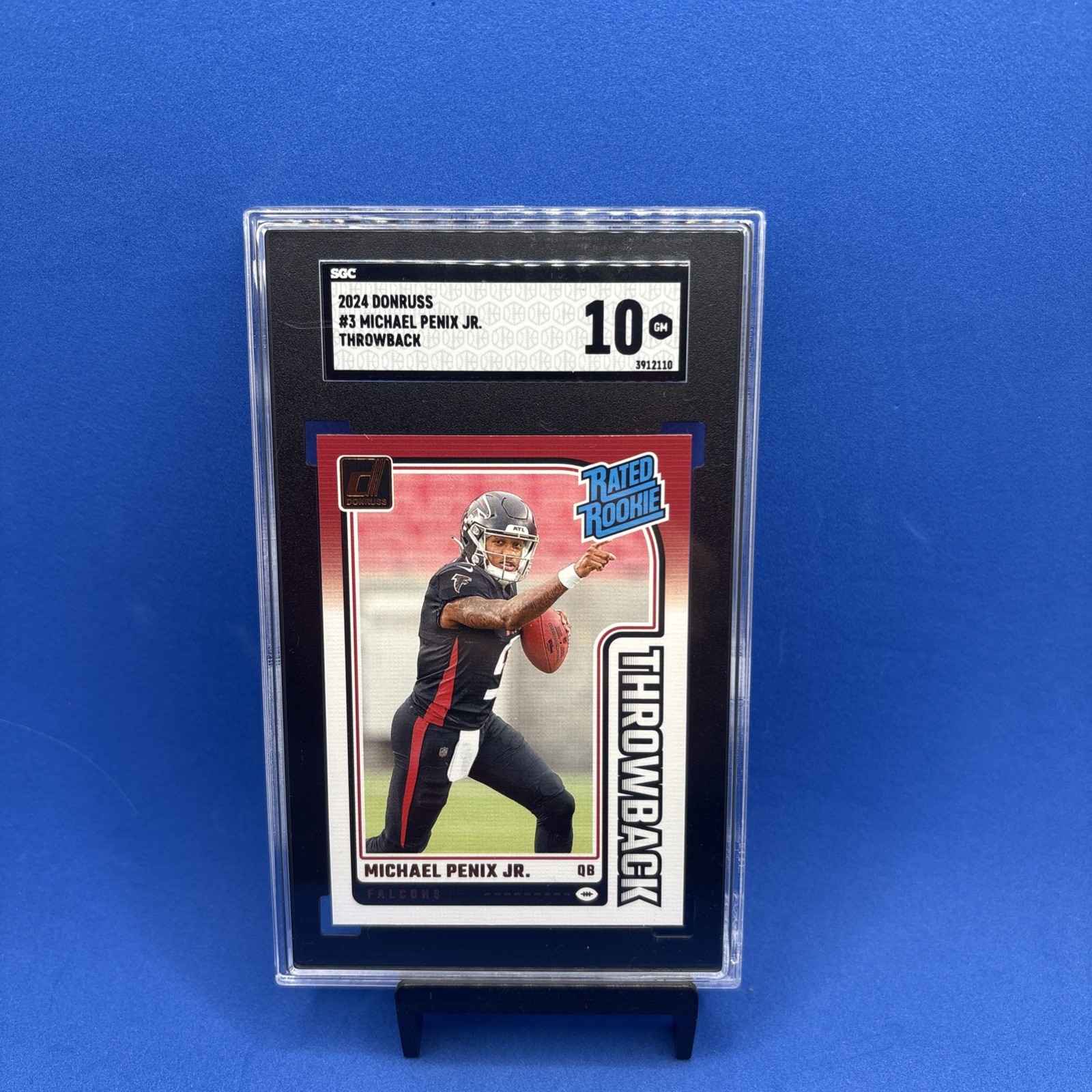 2024 Donruss #3 Michael Penix JR. Rated Rookies Throwback Falcons SGC 10