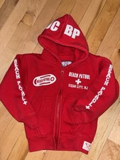 EUC Ocean City Beach Patrol OCBP NJ Red Hoodie Sweat Shirt Jacket Boy Girl