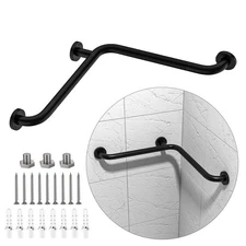 16 Inch Angled Shower Grab Bar, Anti Slip Black Bathroom Grab Bar, L-Shaped K...