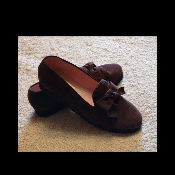Women Spanish Ballerinas Heels Brown Suede 39