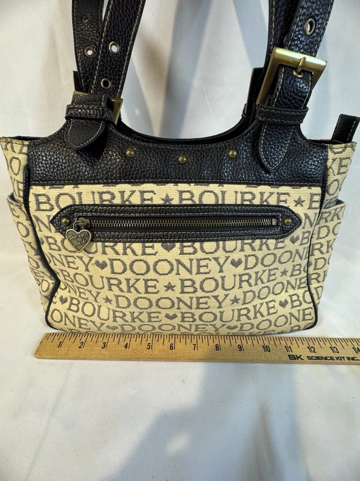 Dooney & Bourke винтажный подпись холст печать маленький мягкий чехол наплечная сумка - Изображение 3 из 4