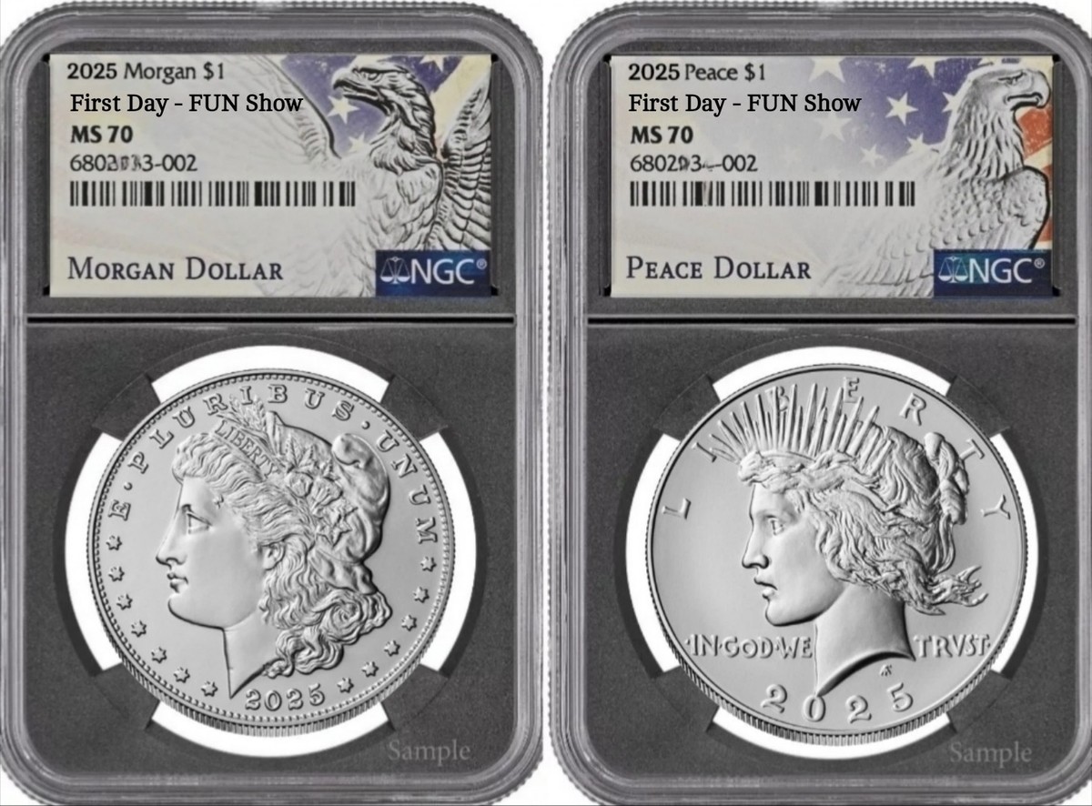 2025 Morgan Peace Silver Dollar Set NGC MS70 First Day of Issue