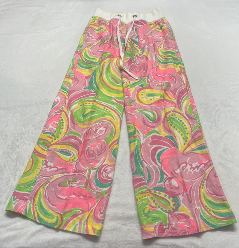 Lilly Pulitzer donna XS Palazzo 100% lino spiaggia pull on gamba larga - Foto 2 di 15