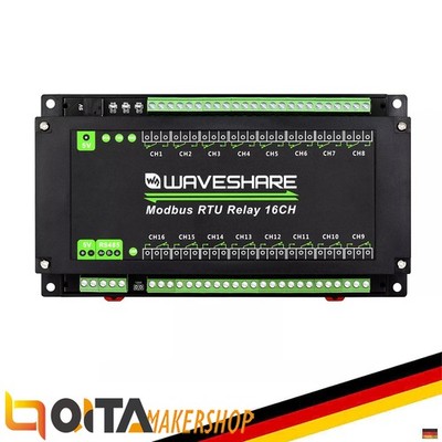 WaveShare 16-Kanal Modbus RTU Relay Relais Modul, RS485, Isolationsschutz, 24921