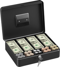 Uniclife Cash Box with Money Tray and Lock