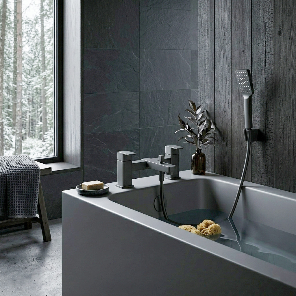 Manta Bath & Shower Mixer Black - Modern Dual Control Tap