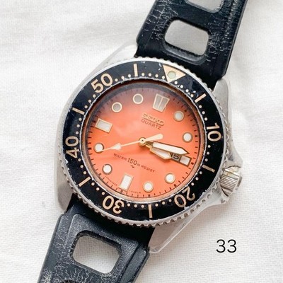 SEIKO Diver 2625-0010 Orange Dial Black Watch Vintage 30mm From