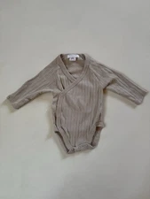Zara Home Baby Pointelle Rib Knit Kimono Bodysuit – Size 1–3 Months – Beige