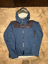 Patagonia Jacket Mens Size M Blue Torrentshell H2no Shell Hooded Rain Coat
