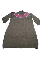 Lane Bryant Fair Isle Sweater Dress 18/20 Plus Mock Neck Nordic Gray Knit Winter