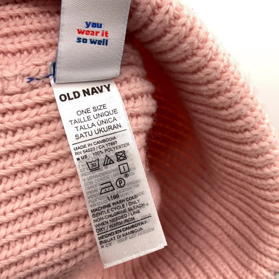 Gorra puño invierno mezcla reciclada poliéster tejido rosa azul marino antiguo Foto 4 de 4