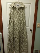 TAHARI Arthur S Levine Tropical Maxi Dress Sleeveless SZ S Palm Leaves Empire