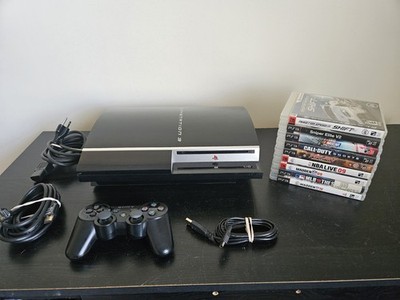 Sony PlayStation 3 PS3 Fat Console Bundle 9 Games Cords Controller Tested 80GB