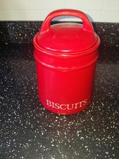 Retro 100% Melamine Red Biscuit Barrel Jar Excellent Condition 